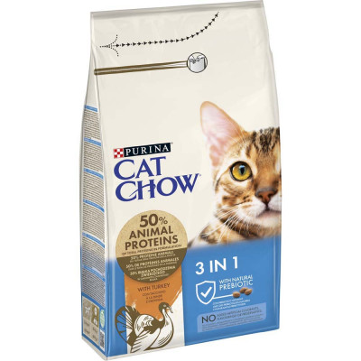 Сухий корм для котів Cat Chow Feline 3in1 1,5 кг (індичка)