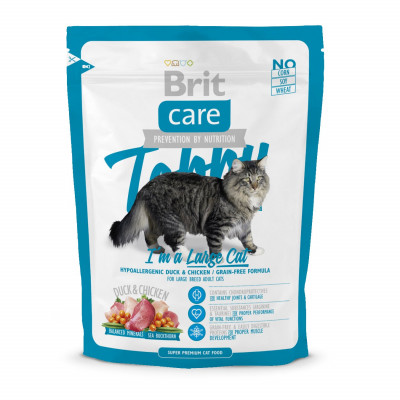Сухий корм для котів великих порід Brit Care Cat Tobby I am a Large Cat 400 г (качка та курка)