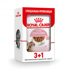 Вологий корм для стерилізованих кошенят Royal Canin Kitten Sterilised pouch 85г, 3+1 шт у подарунок (домашня птиця)