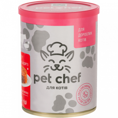 М'ясний паштет для дорослих котів Pet Chef 360 г (м'ясне асорті)