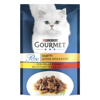 Вологий корм для котів Gourmet Perle pouch 85 г (курка та яловичина)