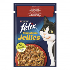 Вологий корм для котів Felix Sensations Jellies 85 г - яловичина та томати