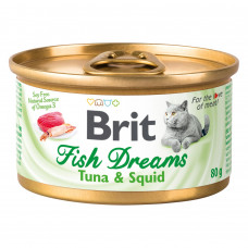 Вологий корм для котів Brit Fish Dreams 80 г (тунець та кальмар)
