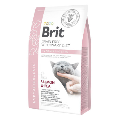 Сухий корм для котів, при харчовій алергії Brit GF Veterinary Diet Hypoallergenic 2 кг (лосось)