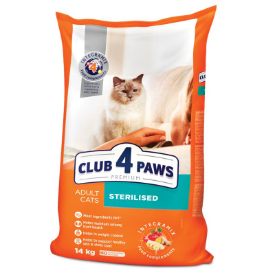 Сухий корм для стерилізованих котів Club 4 Paws Premium 14 кг (курка)
