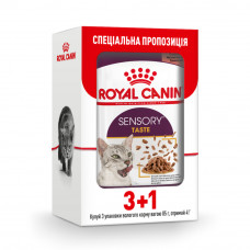 Вологий корм для вибагливих котів Royal Canin Sensory Taste Gravy pouch 85г, 3+1 шт у подарунок (домашня птиця)