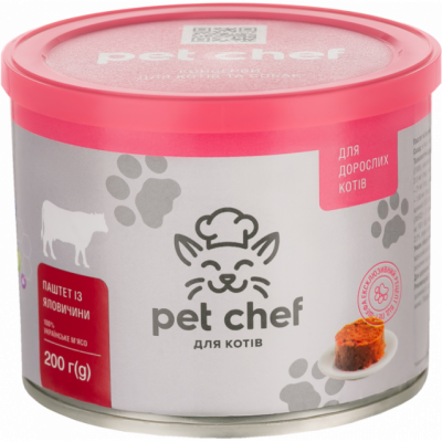 М'ясний паштет для дорослих котів Pet Chef 200 г (яловичина)