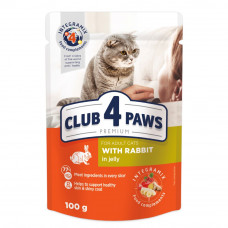 Вологий корм для котів Club 4 Paws pouch 100 г (кролик у желе)