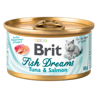Влажный корм для кошек Brit Fish Dreams 80 г (лосось и тунец)