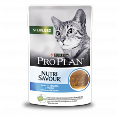 Вологий корм пауч для дорослих стерилізованих котів Pro Plan Sterilised Nutrisavour 85 г (тріска)