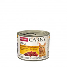 Вологий корм для котів Animonda Carny Adult Beef, Chicken + Duck hearts | 200 г (яловичина, курка та качині сердця)