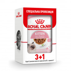 Вологий корм для кошенят Royal Canin Kitten Instinctive Gravy pouch 85г, 3+1 шт у подарунок (домашня птиця)