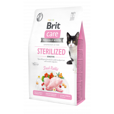 Сухий корм для стерилізованих котів з чутливим травленням Brit Care Cat GF Sterilized Sensitive 2 кг (кролик) 