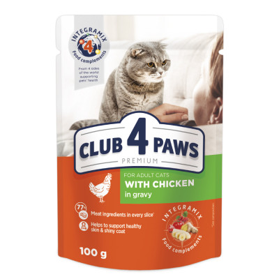 Вологий корм для котів Club 4 Paws 100 г (курка в соусі)