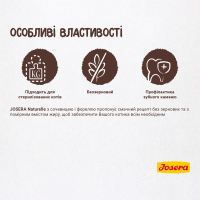 Сухий беззерновий корм для дорослих котів Josera Naturelle 4,25 кг (чечевиця та форель)