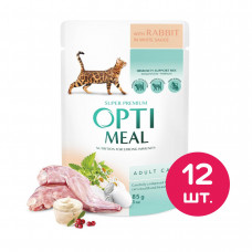 Вологий корм для котів OPTIMEAL 12 шт х 85г (кролик в білому соусі)