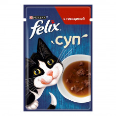 Вологий корм для кішок Felix Soup pouch 48 г - яловичина
