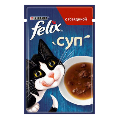 Вологий корм для кішок Felix Soup pouch 48 г - яловичина