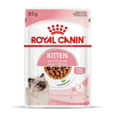 Вологий корм для кошенят Royal Canin Kitten Instinctive Gravy pouch 85г, 3+1 шт у подарунок (домашня птиця) Вологий корм для кошенят Royal Canin Kitten Instinctive Gravy pouch 85г, 3+1 шт у подарунок (домашня птиця)
