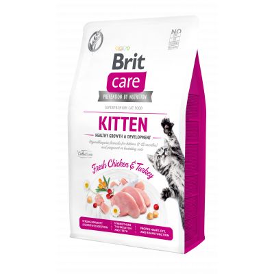Сухой корм для котят Brit Care Cat GF Kitten HGrowth & Development 2 кг (курица и индейка)