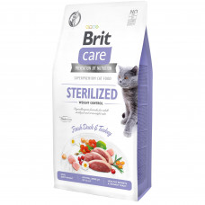Сухий корм для стерелізованних котів із зайвою вагою Brit Care Cat GF Sterilized Weight Control 7 кг (качка і індичка)