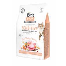 Сухий корм для вибагливих котів Brit Care Cat GF Sensitive HDigestion & Delicate Taste 400 г (індичка і лосось)