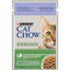 Вологий корм для стерилізованих котів Cat Chow Adult 85 г (ягня та квасоля)