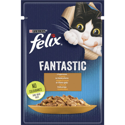 Влажный корм для кошек Felix Fantastic 85 г - индейка