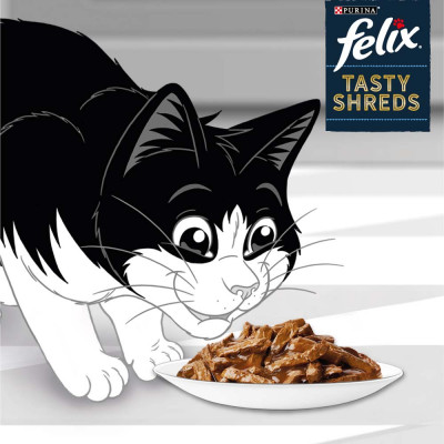 Вологий корм для кішок Felix Tasty Shreds 4 x 80 г - яловичина Вологий корм для кішок Felix Tasty Shreds 4 x 80 г - яловичина