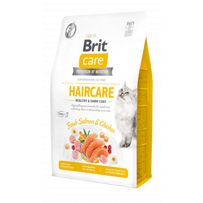 Сухой корм для кошек Brit Care Cat GF Haircare Healthy & Shiny Coat 2 кг (курица и лосось) Срок годности до 23.06.2024