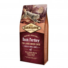 Сухий корм для котів великих порід Carnilove Cat Duck & Turkey Large Breed 6 кг (качка та індичка)
