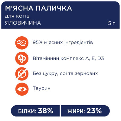 Ласощі для котів Club 4 Paws м'ясна паличка 5 г (курка та форель)