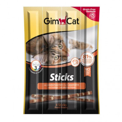 Ласощі для котів GimCat м'ясні палички grain-free 4 шт. (лосось та гребінці)