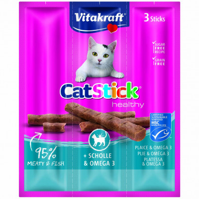 Ласощі для котів Vitakraft м'ясні палички 3 шт х 6 г (камбала та Омега-3)