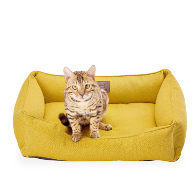 Лежак для котів Harley and Cho «Dreamer Mustard» розмір M 70 х 50 см (жовтий) - cts