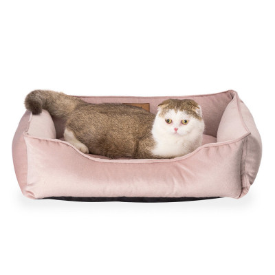 Лежак для котів Dreamer Harley and Cho «Velur Pudra» розмір S 60 x 45 см (рожевий) - cts Лежак для котів Dreamer Harley and Cho «Velur Pudra» розмір S 60 x 45 см (рожевий) - cts