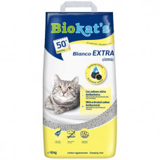 Наповнювач туалету для котів Biokats BIANCO EXTRA з вугіллям 10кг (бентонітовий)