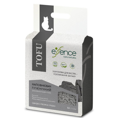 Наполнитель туалета для кошек Essence с углем размер гранул 1-4 мм, 6 л (тофу)