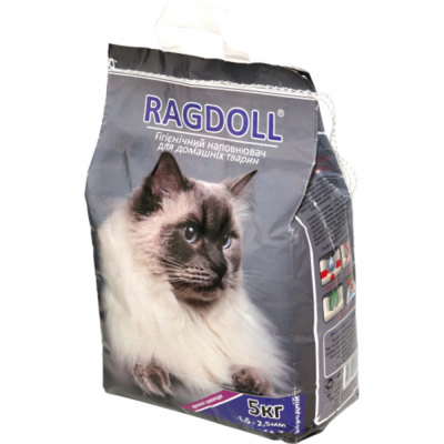 Наповнювач туалету для котів Ragdoll із запахом лаванди середній, 5 кг (бентонітовий)
