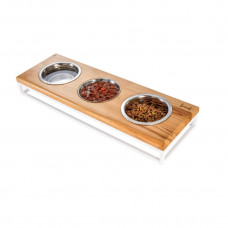 Миски на підставці Lunch bar Natural wood + white 3 х 450 мл / 12 см