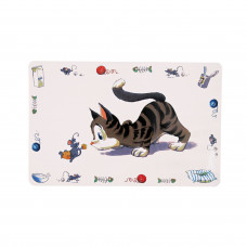 Килимок під миску Trixie «Comic Cat» 44 см / 28 см (сірий)