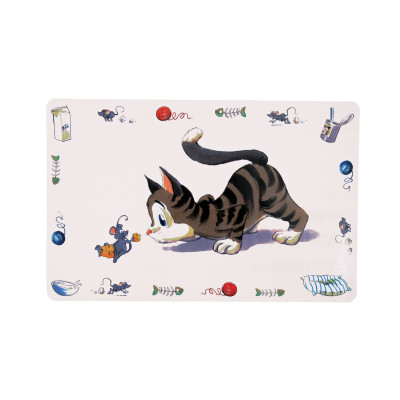 Килимок під миску Trixie «Comic Cat» 44 см / 28 см (сірий)