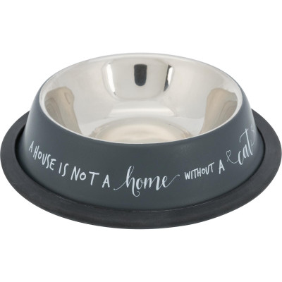 Миска металева Trixie на гумовій кромці 200 мм / 15 см (сіра) - cts