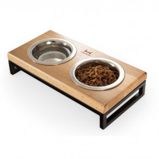 Миски на підставці Lunch Bar Natural Wood + Black 2 х 450 мл / 10 см