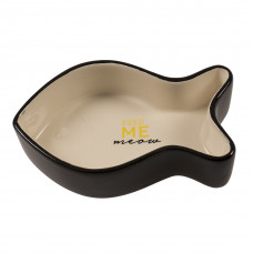 Миска керамічна Duvo+ «Dinner Time» у формі рибки 300 мл / 17 см x 10,5 см x 4,5 см (чорна)