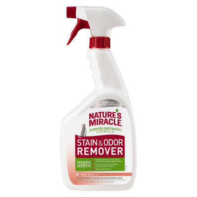 Спрей-устранитель Nature's Miracle «Stain & Odor Remover. Melon Burst Scent» для удаления пятен и запахов от кошек, с ароматом дыни 946 мл
