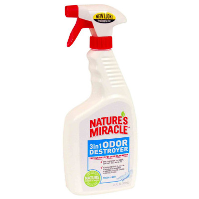 Спрей-знищувач Nature's Miracle «3in1 Odor Destroyer. Fresh Linen» для видалення запахів, з ароматом свіжої білизни 710 мл