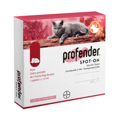 Краплі на холку для котів Bayer «Profender» (Профендер) від 5 до 8 кг, 1 піпетка (для лікування та профілактики гельмінтозів)