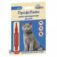 Краплі на холку для котів ProVET «ПрофіЛайн» до 4 кг, 1 піпетка (від зовнішніх паразитів)