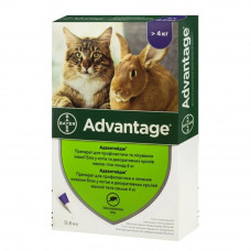 Краплі на холку для котів та кролів Bayer «Advantage» (Адвантейдж) від 4 до 8 кг, 1 піпетка (від зовнішніх паразитів)